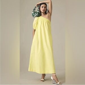 Anthropologie Maeve One Shoulder Yellow Maxi Dress, size medium.